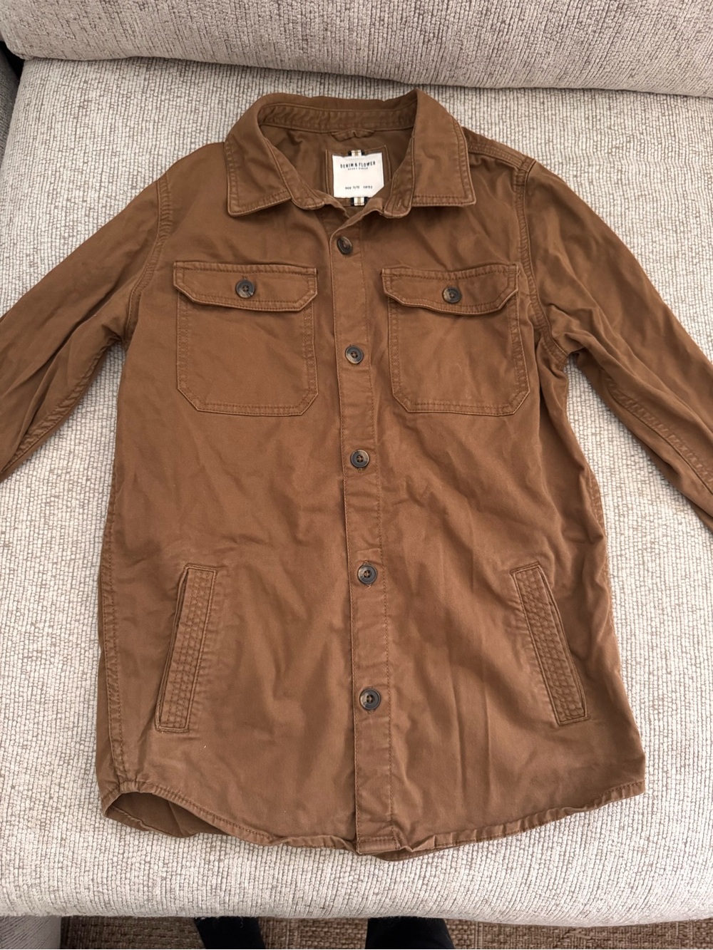 Boy Brown Button-Front Utility Jacket